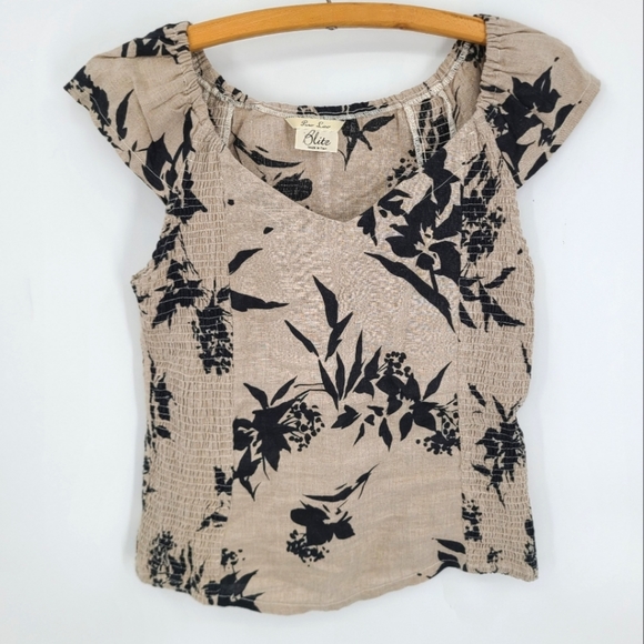 Blitz Tops - Blitz Made in Italy Pure Linen  Floral Top